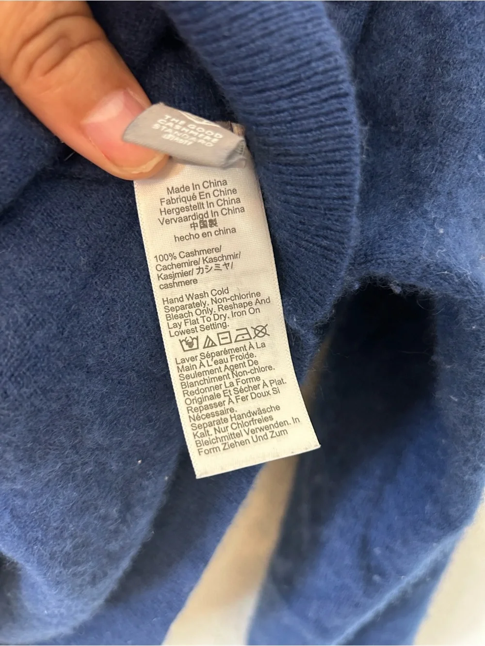 J. Crew Deep Blue Cashmere V-Neck Sweater M